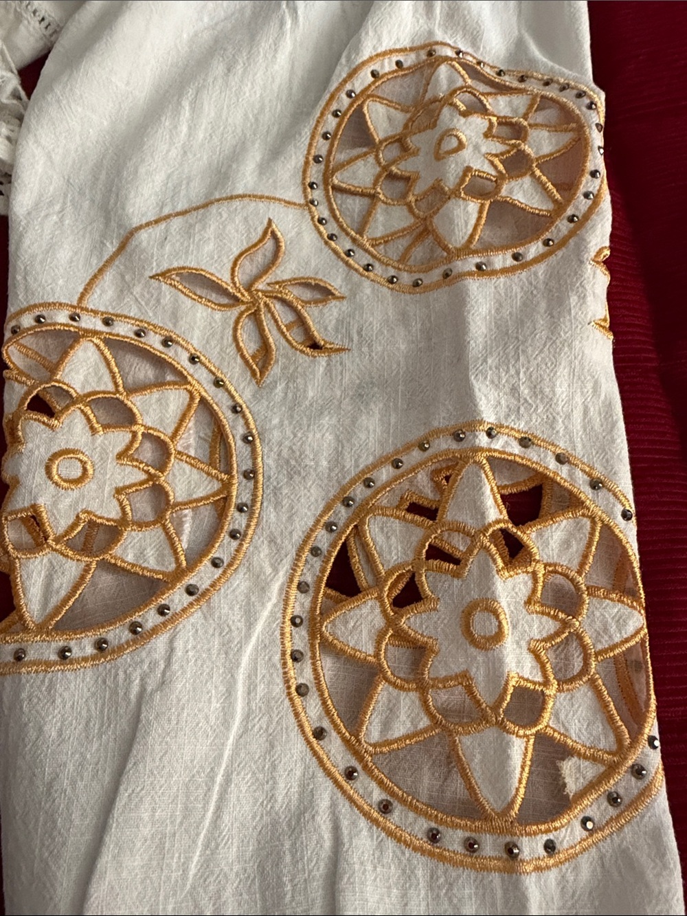 White Embroidered Long Sleeve Boho Dress Size XL - Picture 9 of 9